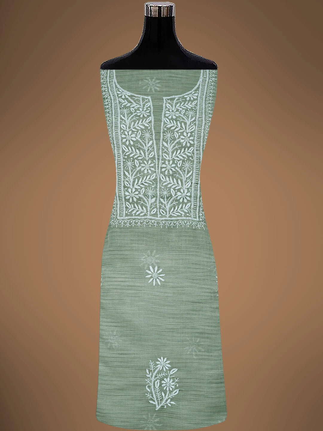 Ada Hand Embroidered Grey Tissue Lucknowi Chikankari Unstitched Kurta Dupatta Set 01A818310