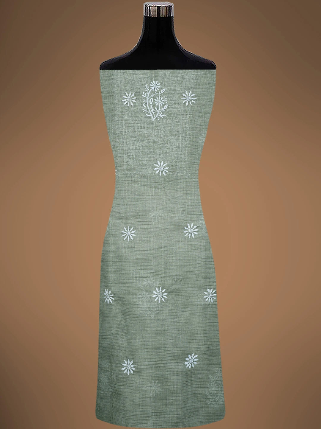 Ada Hand Embroidered Grey Tissue Lucknowi Chikankari Unstitched Kurta Dupatta Set 01A818310