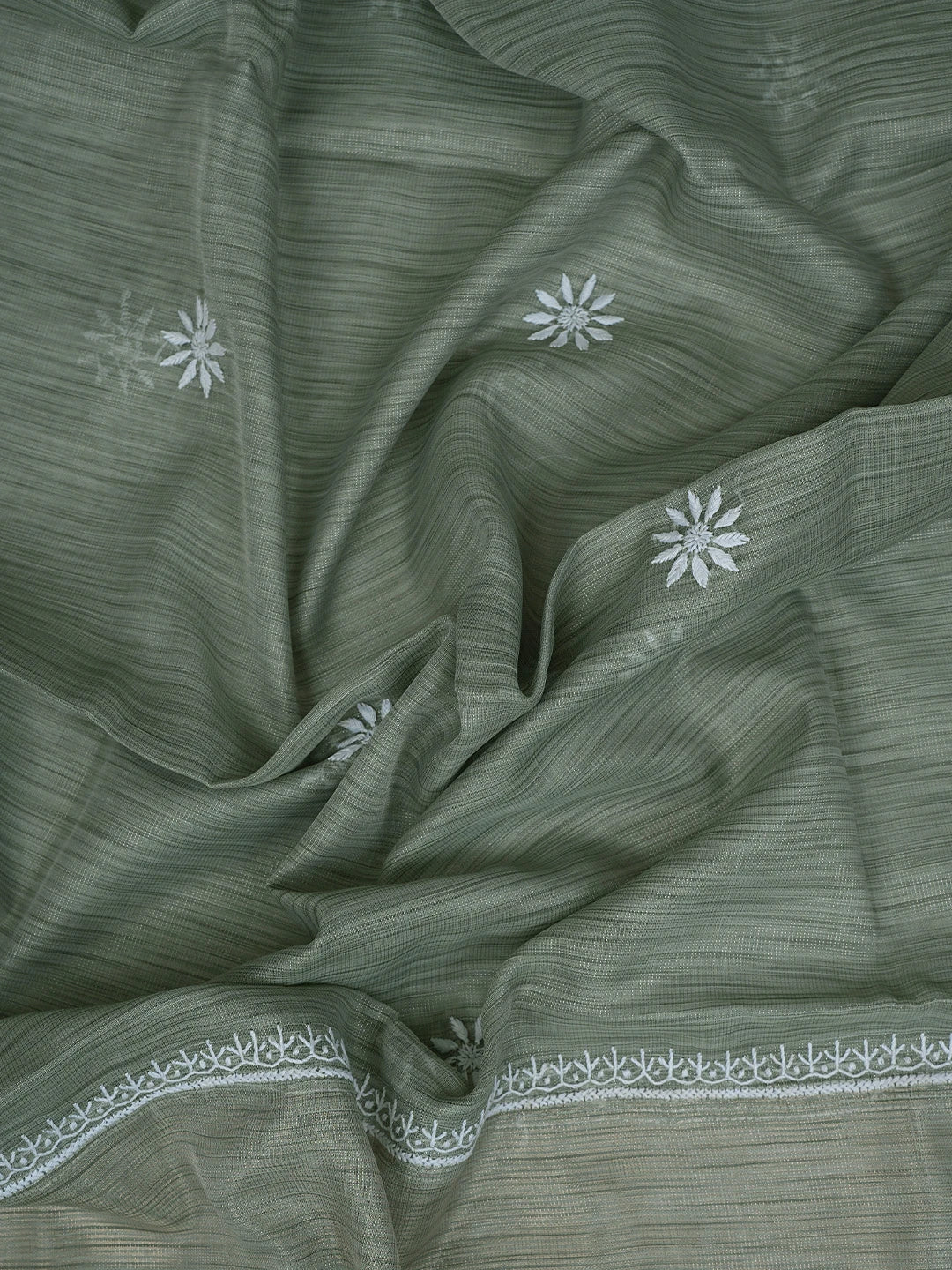 Ada Hand Embroidered Grey Tissue Lucknowi Chikankari Unstitched Kurta Dupatta Set 01A818310