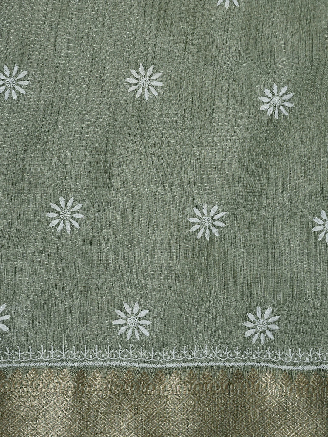 Ada Hand Embroidered Grey Tissue Lucknowi Chikankari Unstitched Kurta Dupatta Set 01A818310