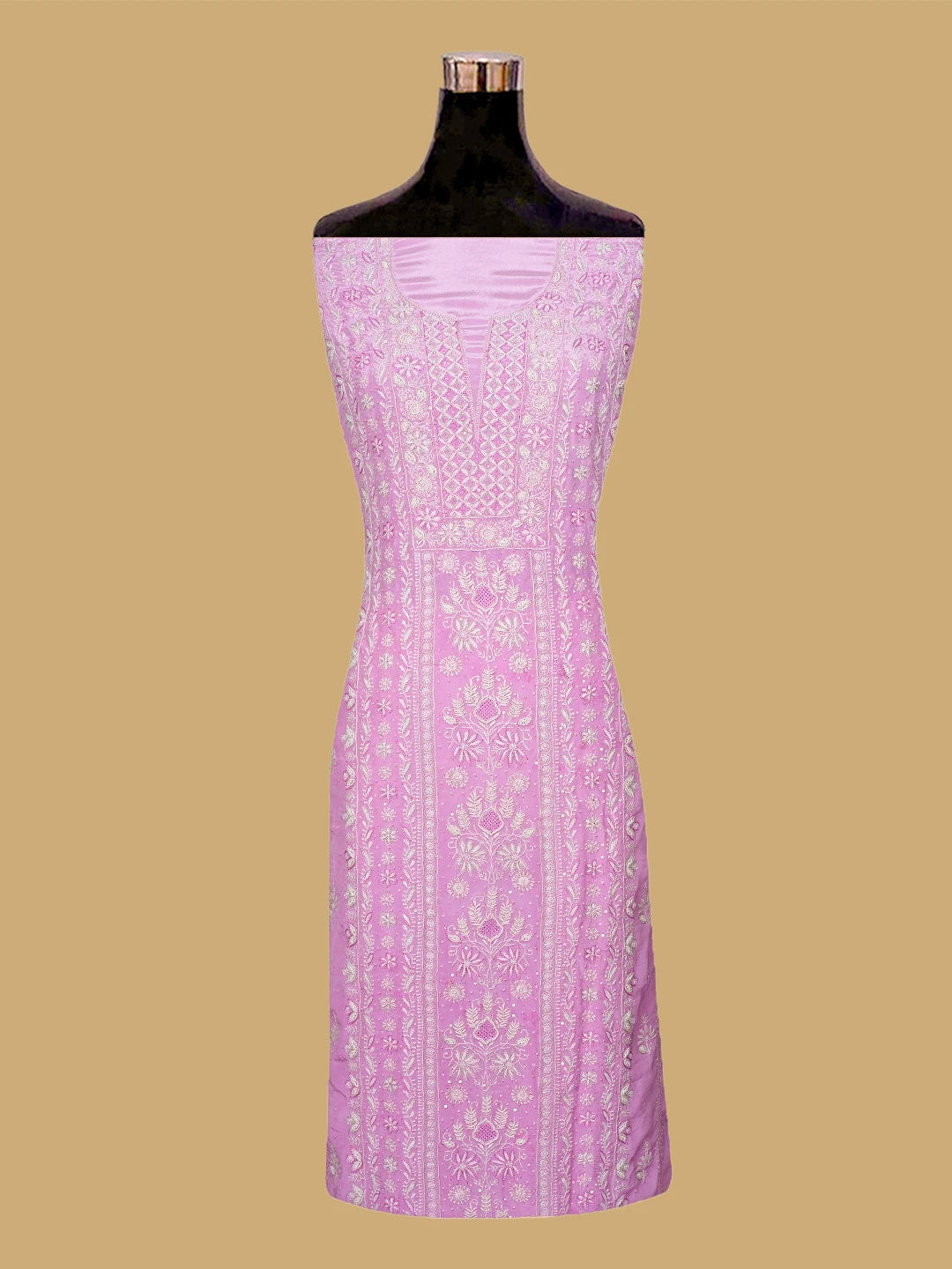Ada Hand Embroidered Carnation Pink Muslin Lucknowi Chikankari Unstitched Suit Piece With Cutdana Work 01A712890
