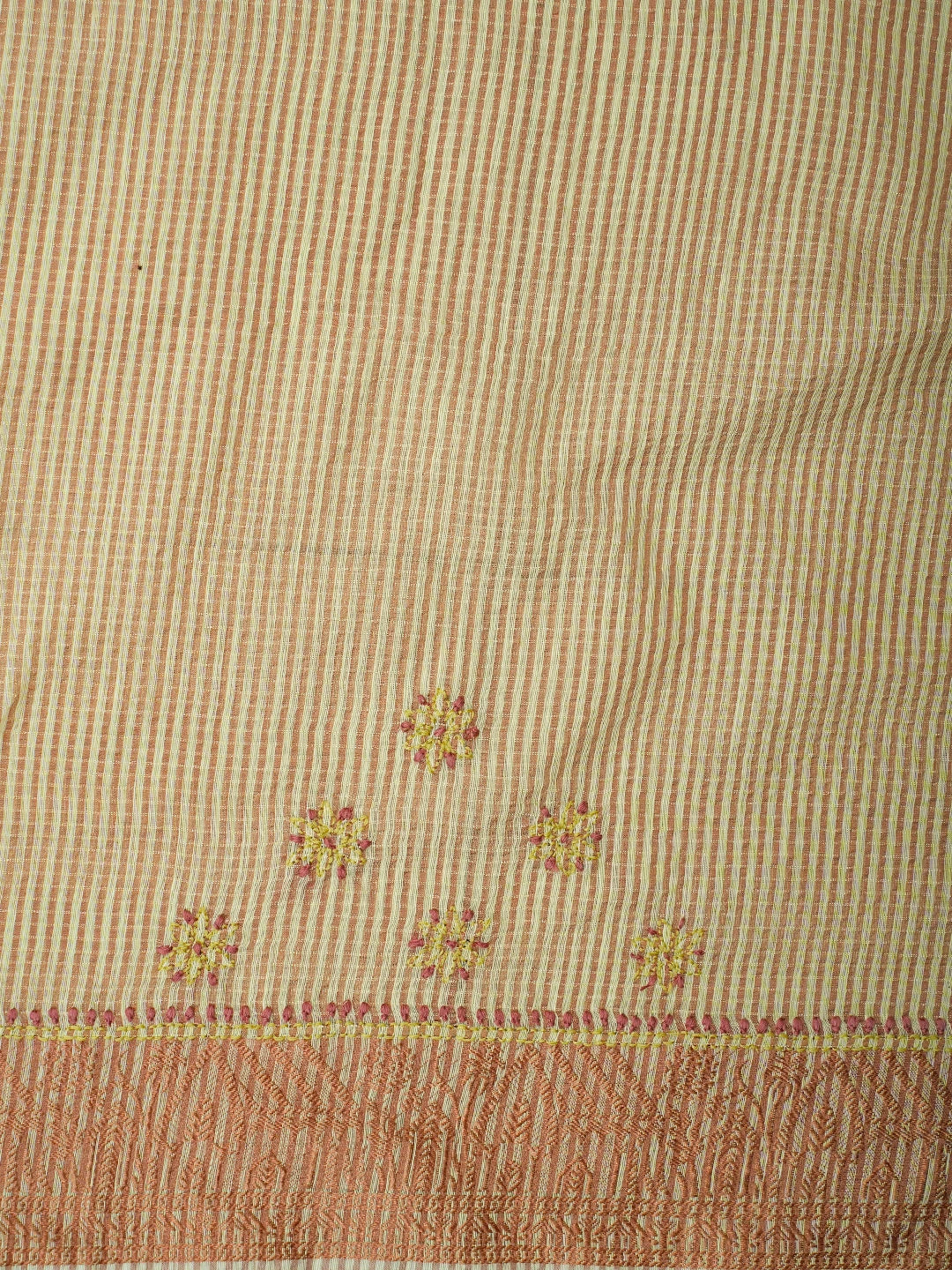 Ada Hand Embroidered Light Yellow Chanderi Lucknowi Chikankari Saree and Blouse 01A776743