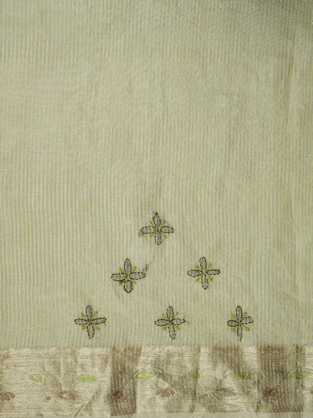 Ada Hand Embroidered Pastel Lime Green Chanderi Lucknowi Chikankari Saree and Blouse 01A814570