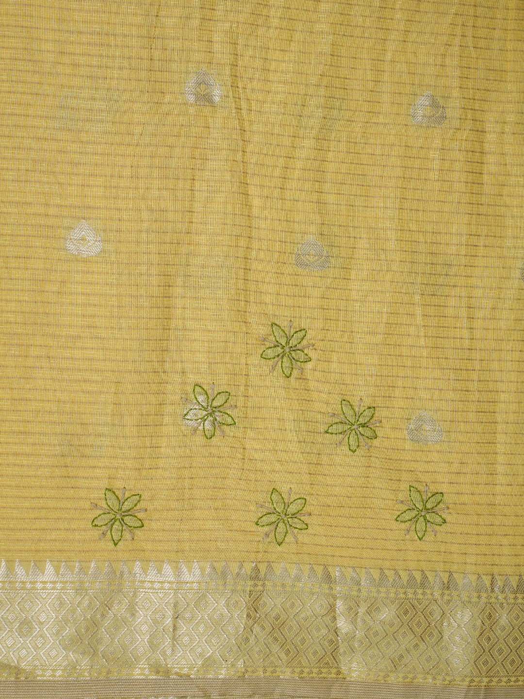 Ada Hand Embroidered Yellow Tissue Lucknowi Chikankari Saree and Blouse 01A814566