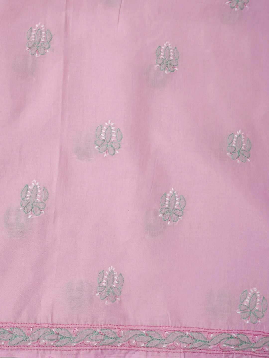 Ada Hand Embroidered Pink Cotton Lucknowi Chikankari Unstitched Suit Piece 01A819185
