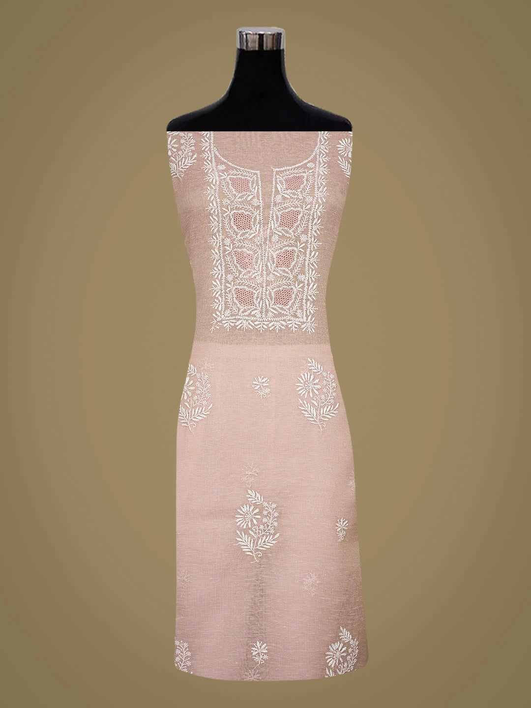 Ada Hand Embroidered Fairy Tale Pink Tissue Lucknowi Chikankari Unstitched Kurta Dupatta Set 01A818421