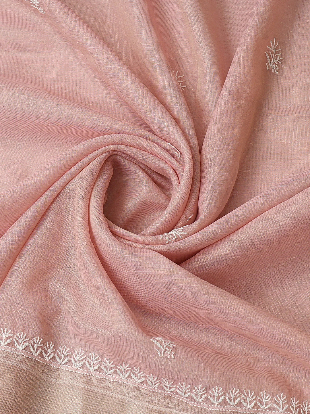 Ada Hand Embroidered Fairy Tale Pink Tissue Lucknowi Chikankari Unstitched Kurta Dupatta Set 01A818421