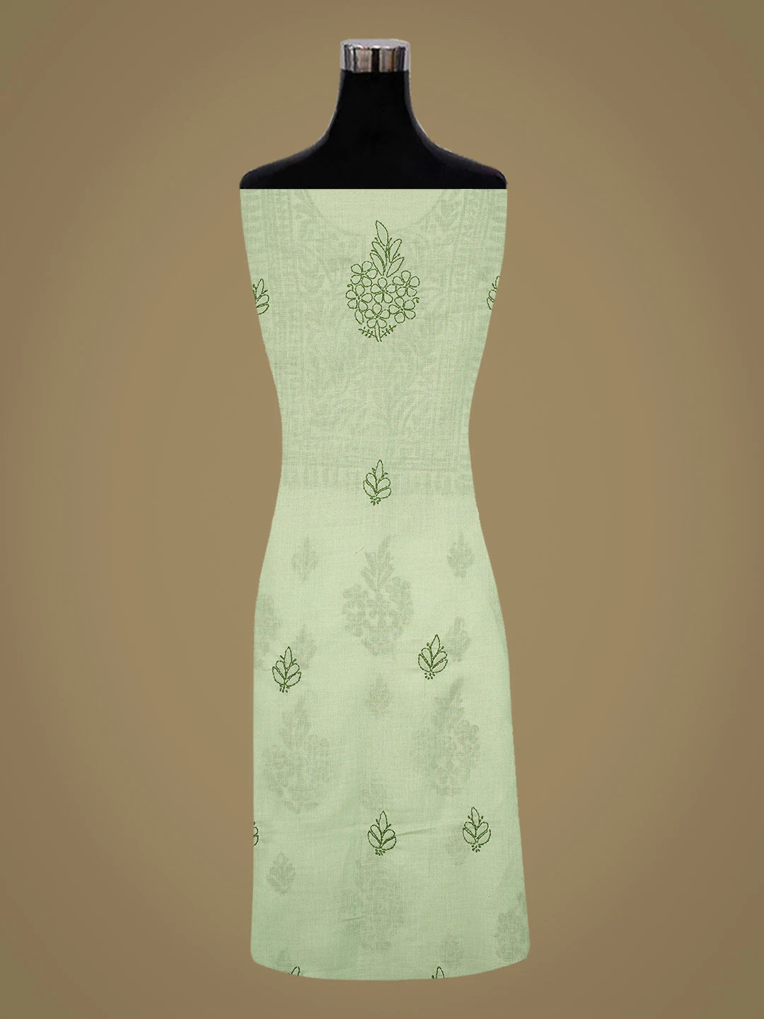 Ada Hand Embroidered Pista Green Cotton Lucknowi Chikankari Unstitched Kurta Piece 01A816590