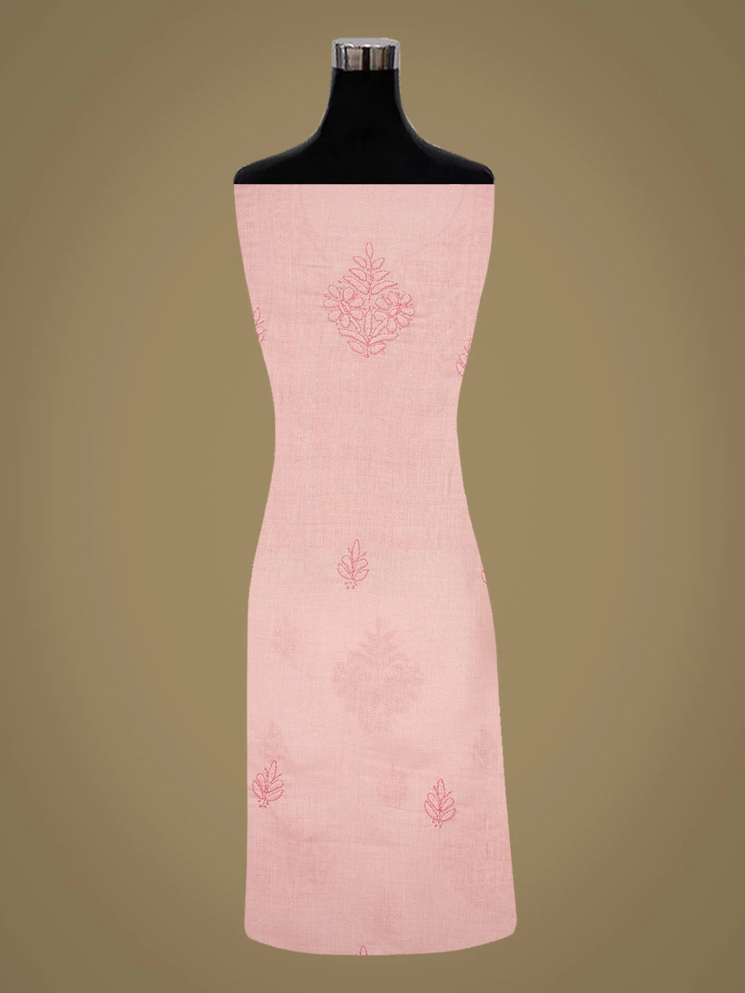 Ada Hand Embroidered Pink Cotton Lucknowi Chikankari Unstitched Kurta Piece 01A816580