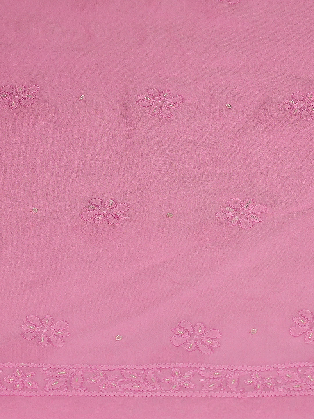 Ada Hand Embroidered Blush Pink Viscose Georgette Lucknowi Chikankari Unstitched Kurta Dupatta Set With Cutdana Work 01A795852