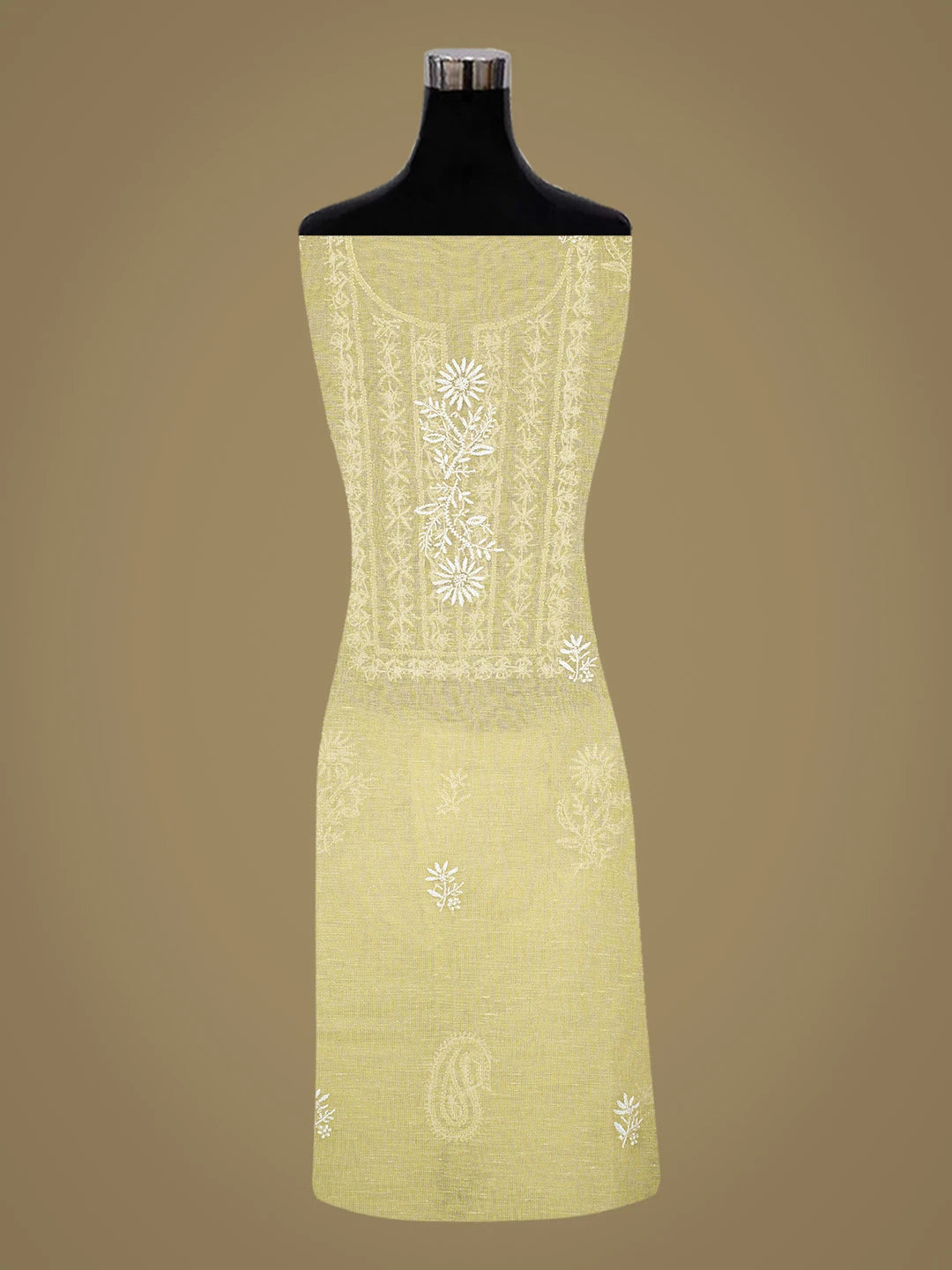 Ada Hand Embroidered Pistachio Green Tissue Lucknowi Chikankari Unstitched Kurta Dupatta Set 01A818292