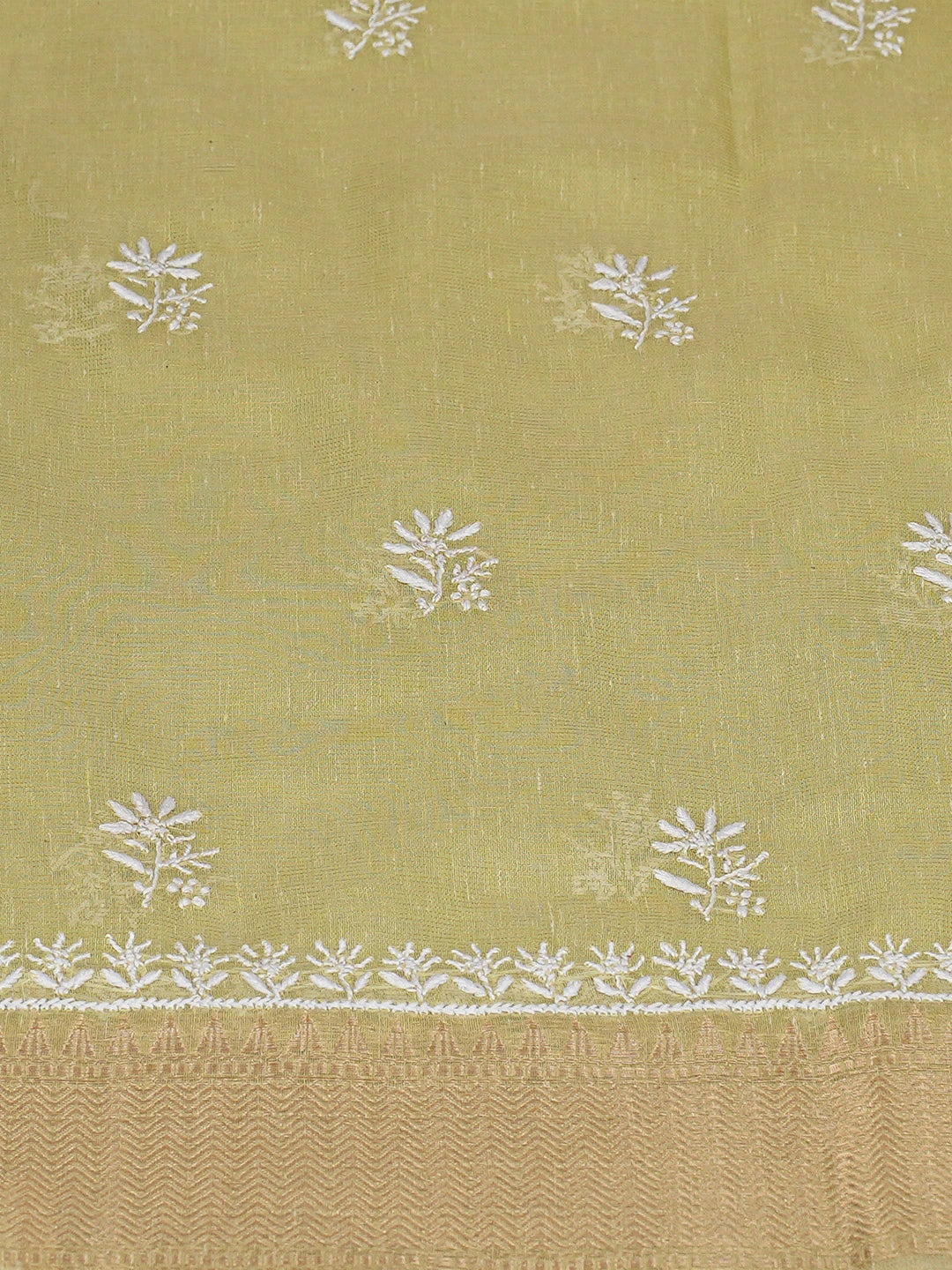 Ada Hand Embroidered Pistachio Green Tissue Lucknowi Chikankari Unstitched Kurta Dupatta Set 01A818292