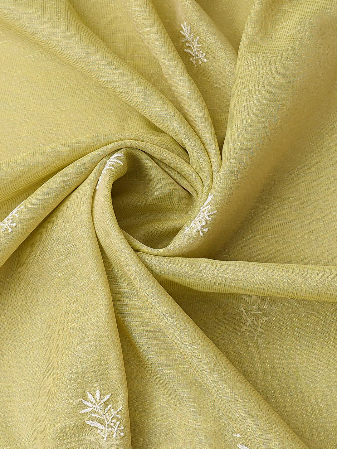 Ada Hand Embroidered Pistachio Green Tissue Lucknowi Chikankari Unstitched Kurta Dupatta Set 01A818292