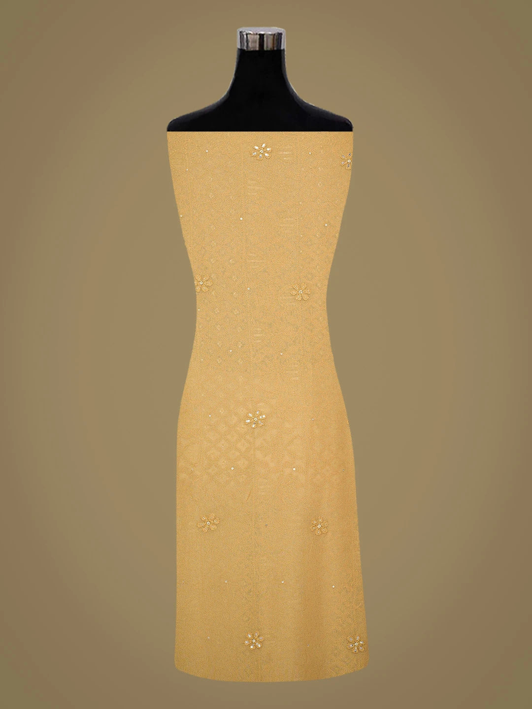Ada Hand Embroidered Fawn Viscose Georgette Lucknowi Chikankari Unstitched Kurta Dupatta Set With Cutdana Work 01A757072