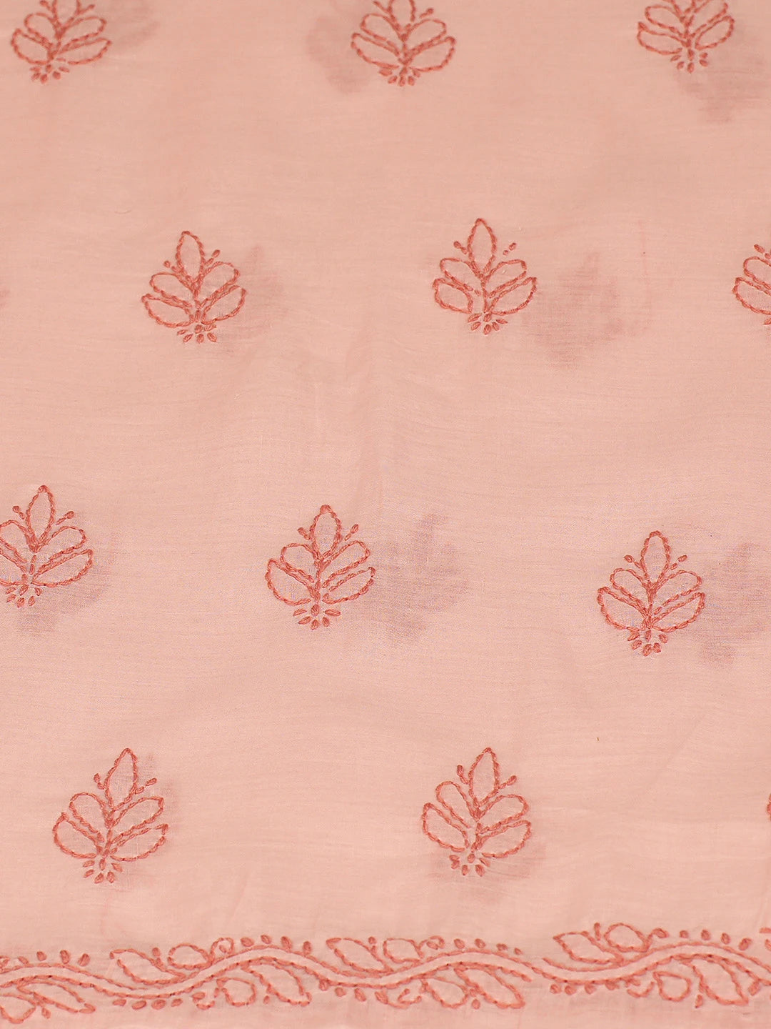 Ada Hand Embroidered Peachy Pink Cotton Lucknowi Chikankari Unstitched Kurta Piece 01A816583