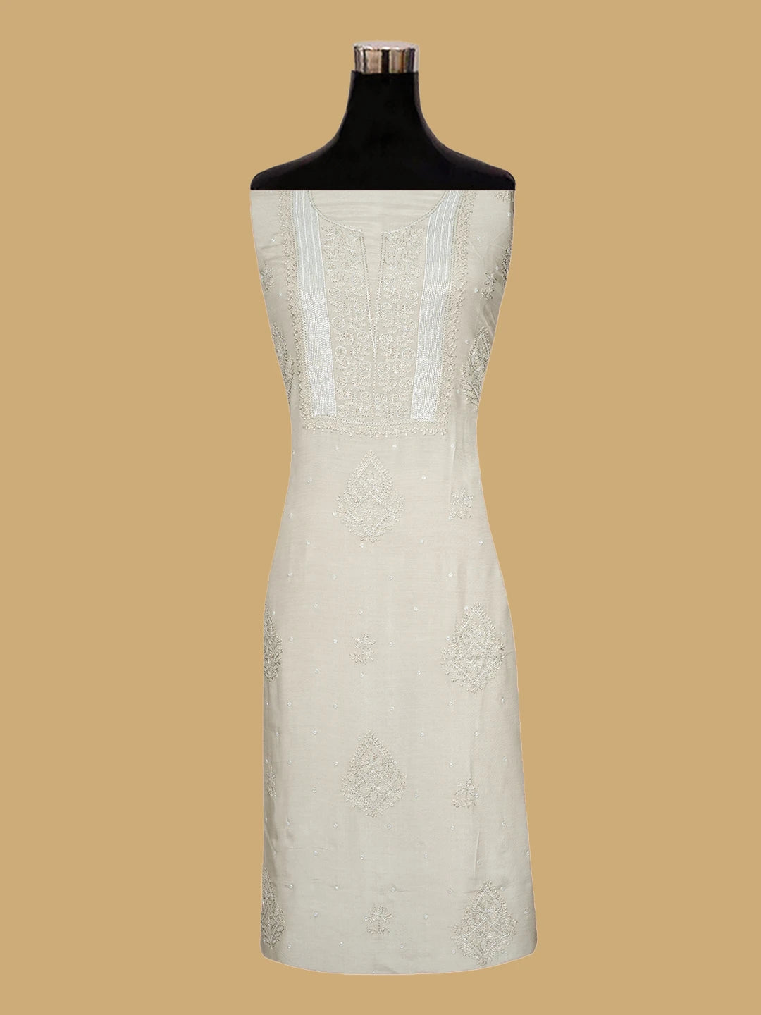 Ada Hand Embroidered Fawn Muslin Lucknowi Chikankari Unstitched Suit Piece 01A814802