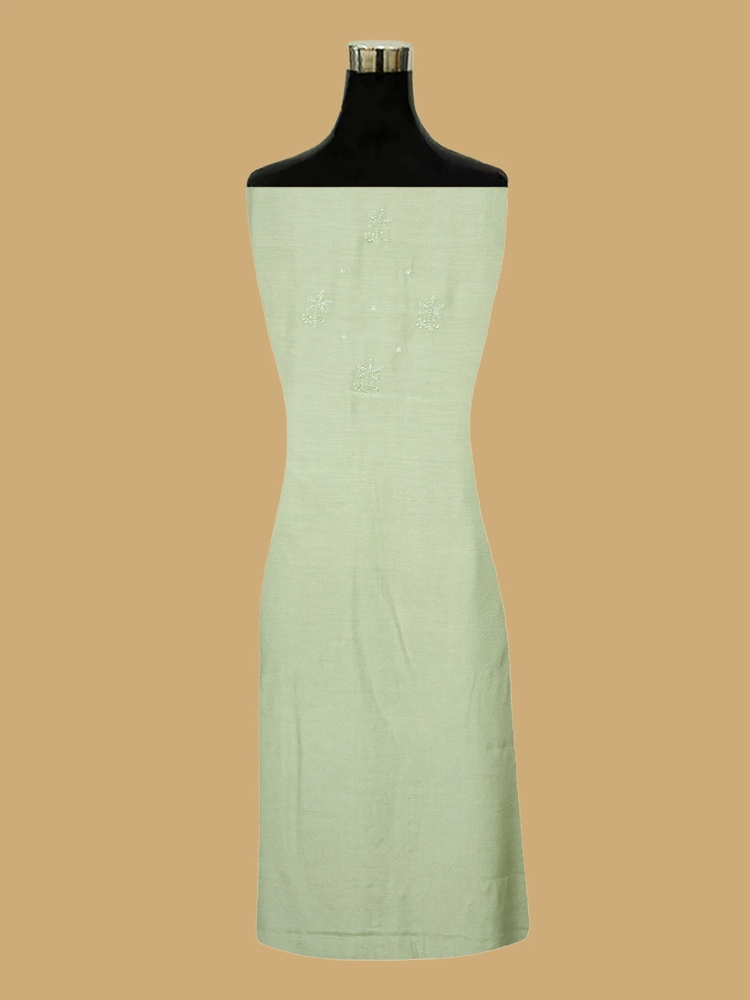 Ada Hand Embroidered Pista Green Muslin Lucknowi Chikankari Unstitched Suit Piece With Cutdana Work 01A814809