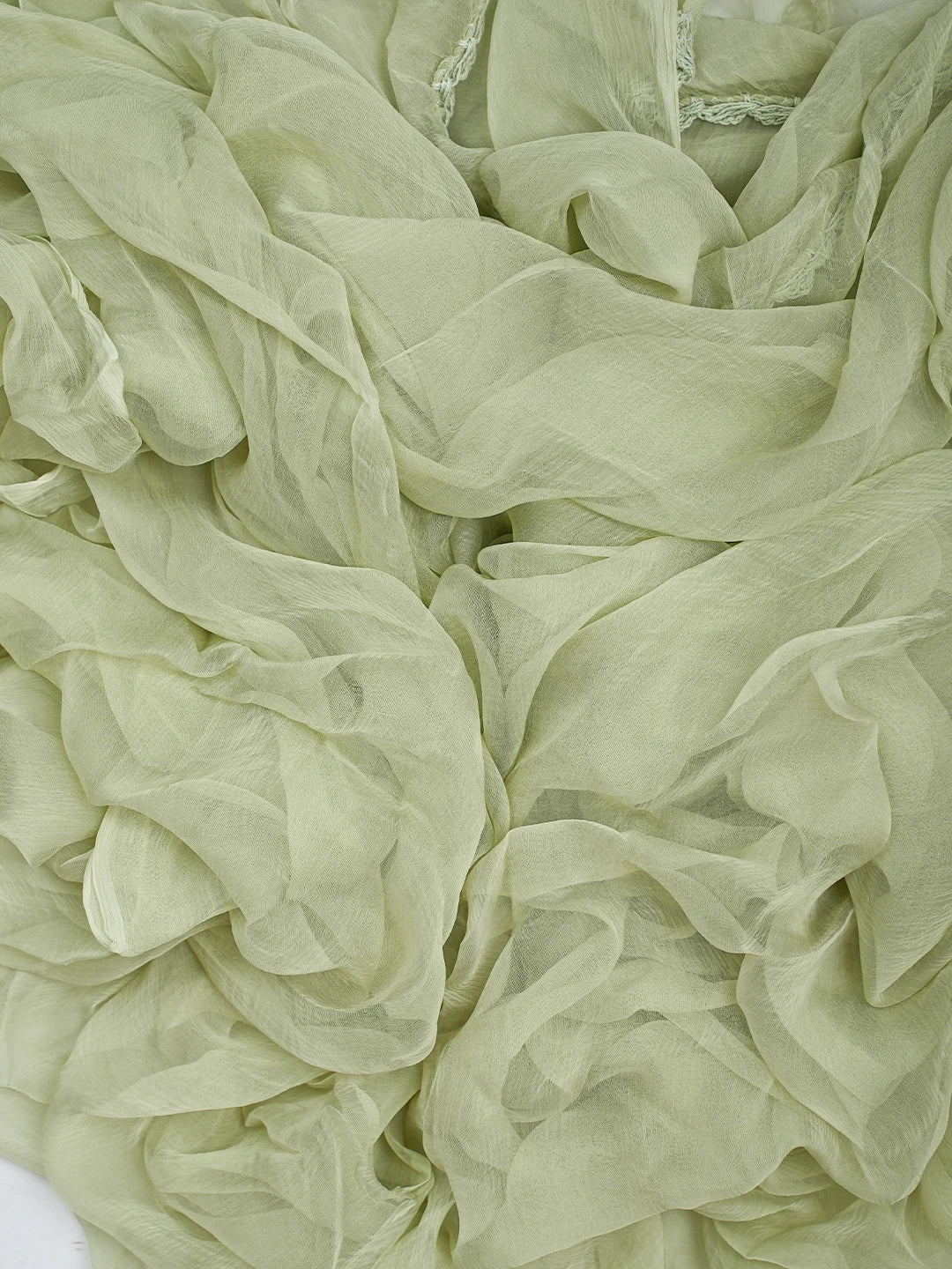 Ada Hand Embroidered Pista Green Muslin Lucknowi Chikankari Unstitched Suit Piece With Cutdana Work 01A814809