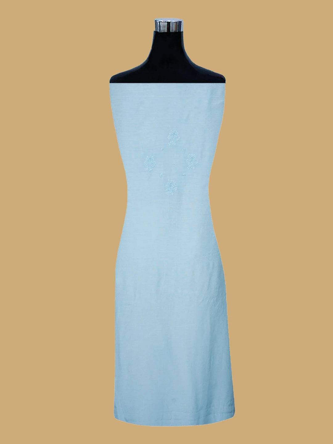 Ada Hand Embroidered Sky Blue Muslin Lucknowi Chikankari Unstitched Suit Piece With Cutdana Work 01A814887
