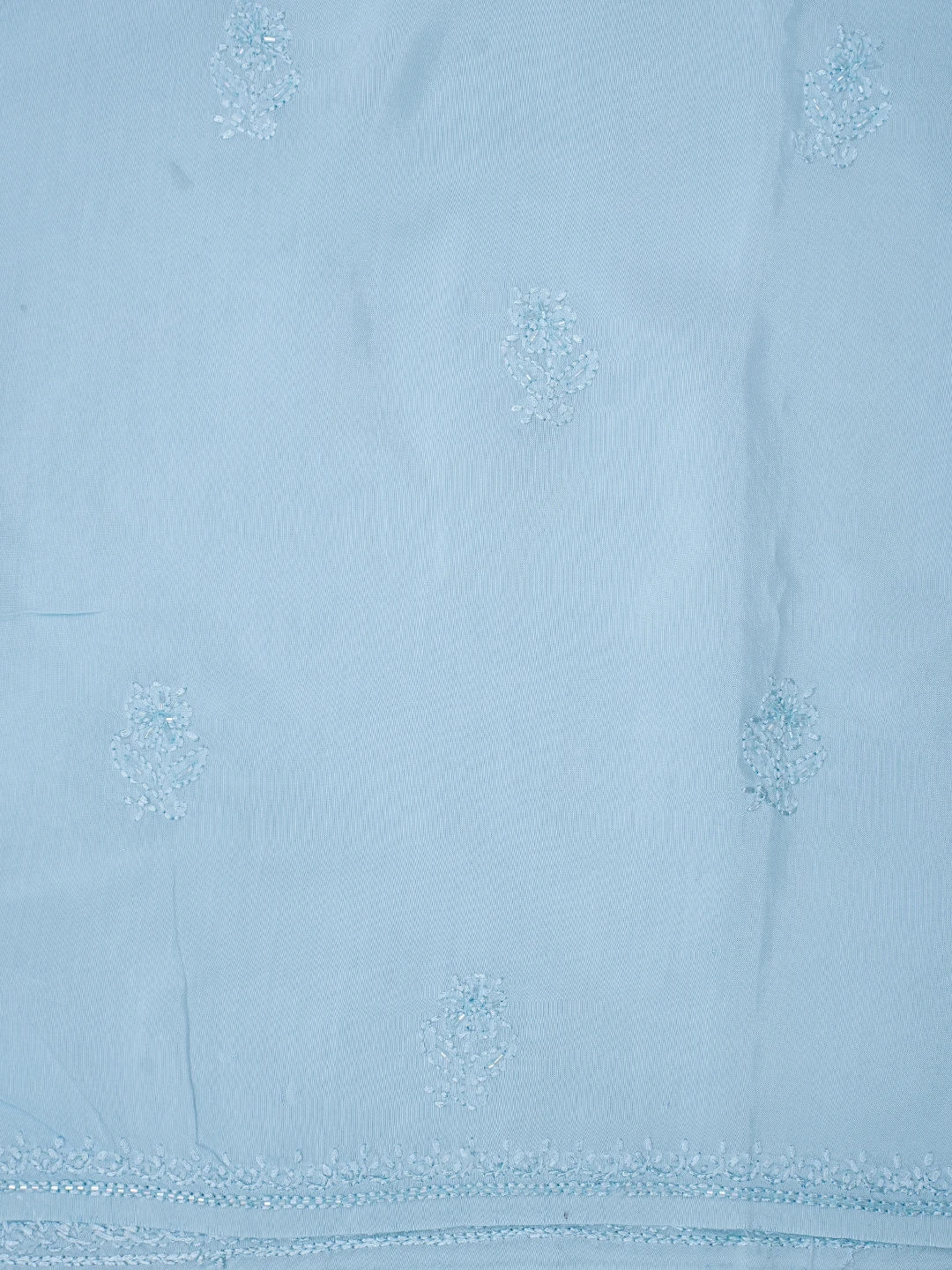 Ada Hand Embroidered Sky Blue Muslin Lucknowi Chikankari Unstitched Suit Piece With Cutdana Work 01A814887