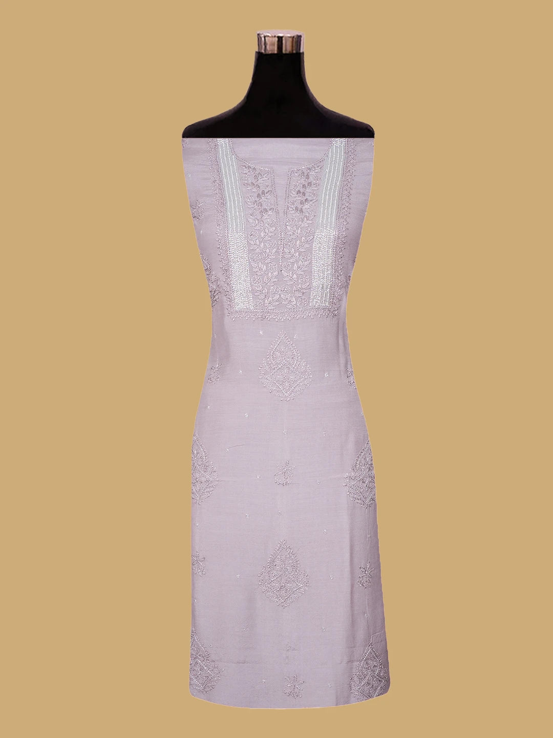 Ada Hand Embroidered Vintage Mauve Muslin Lucknowi Chikankari Unstitched Suit Piece With Cutdana Work 01A814793