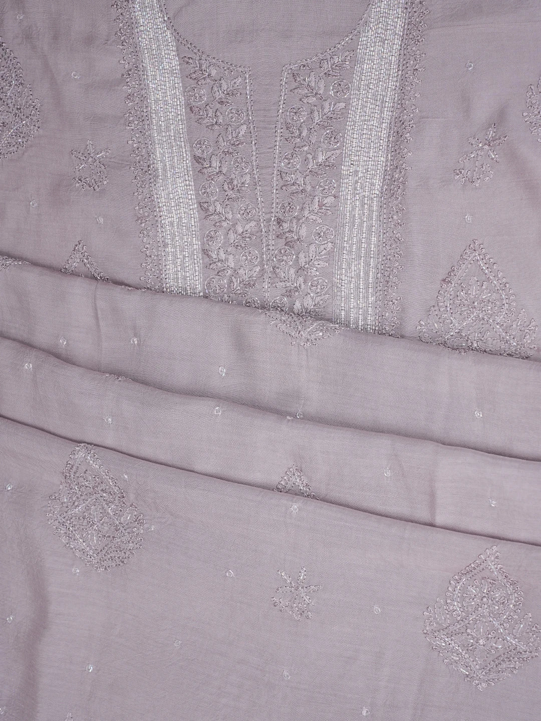 Ada Hand Embroidered Vintage Mauve Muslin Lucknowi Chikankari Unstitched Suit Piece With Cutdana Work 01A814793