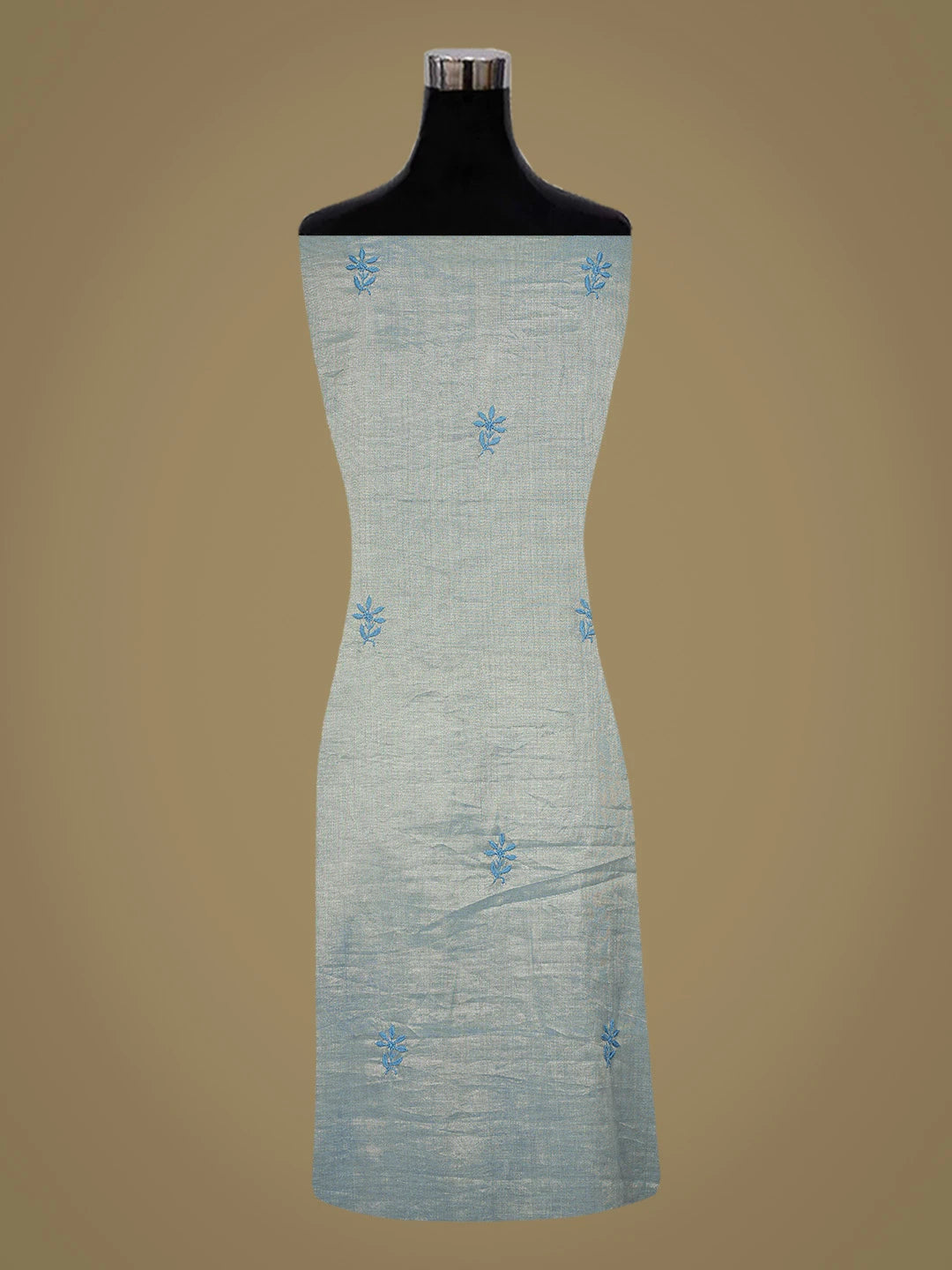 Ada Hand Embroidered Blue Tissue Lucknowi Chikankari Unstitched Kurta Dupatta Set 01A788963