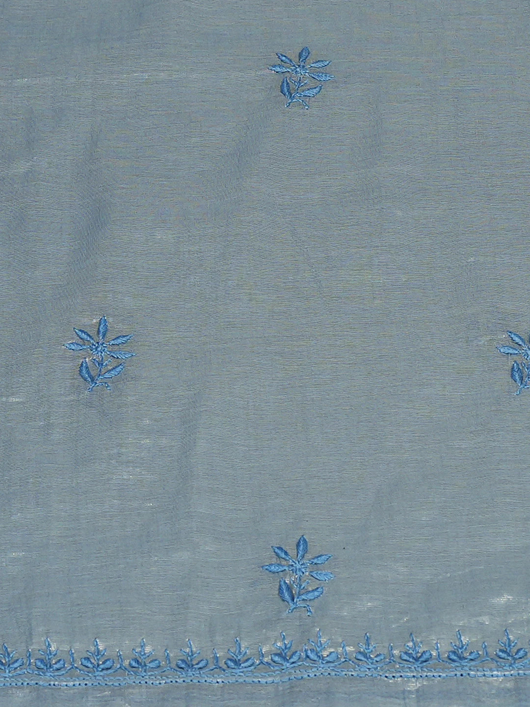 Ada Hand Embroidered Blue Tissue Lucknowi Chikankari Unstitched Kurta Dupatta Set 01A788963
