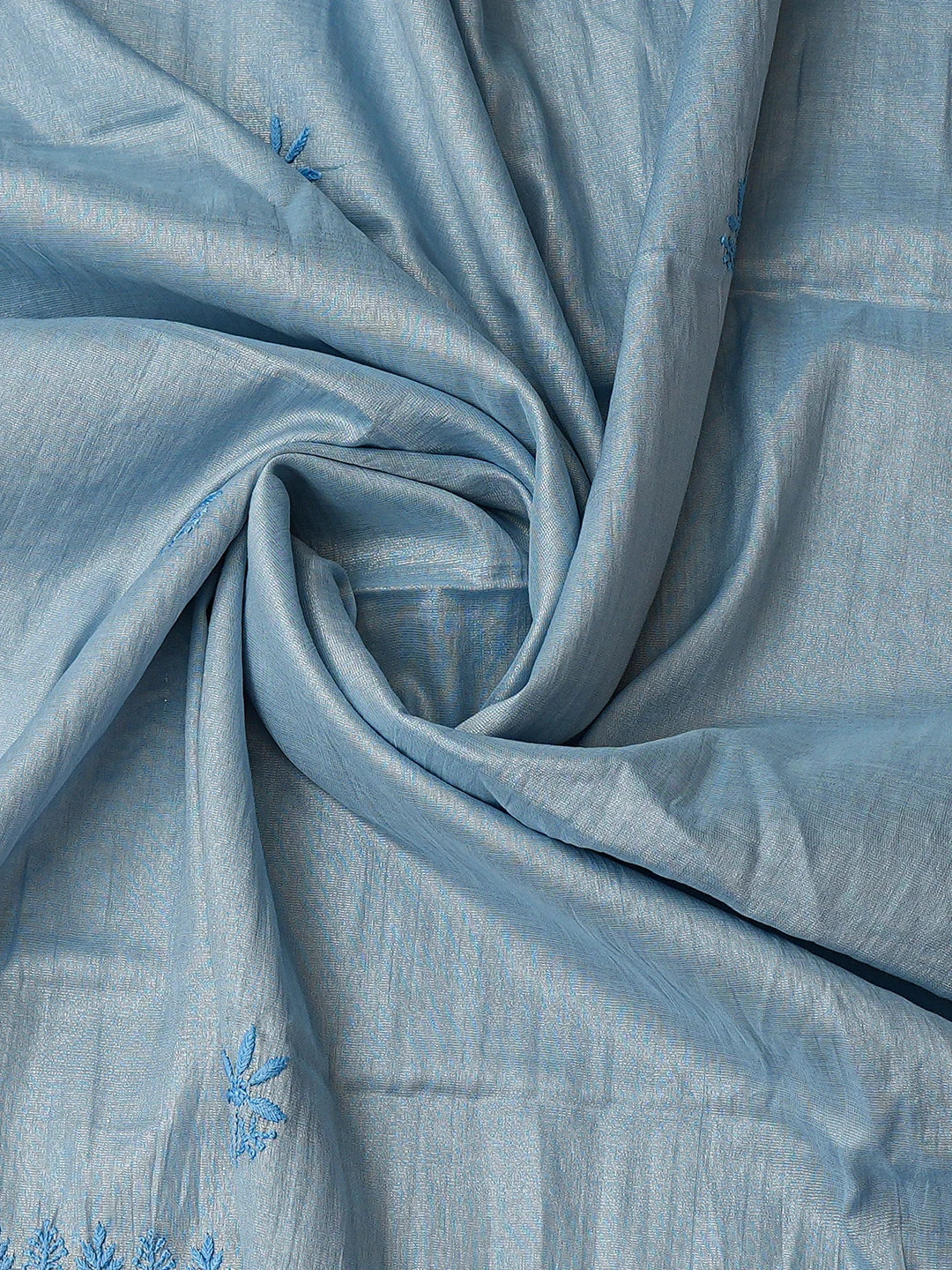 Ada Hand Embroidered Blue Tissue Lucknowi Chikankari Unstitched Kurta Dupatta Set 01A788963