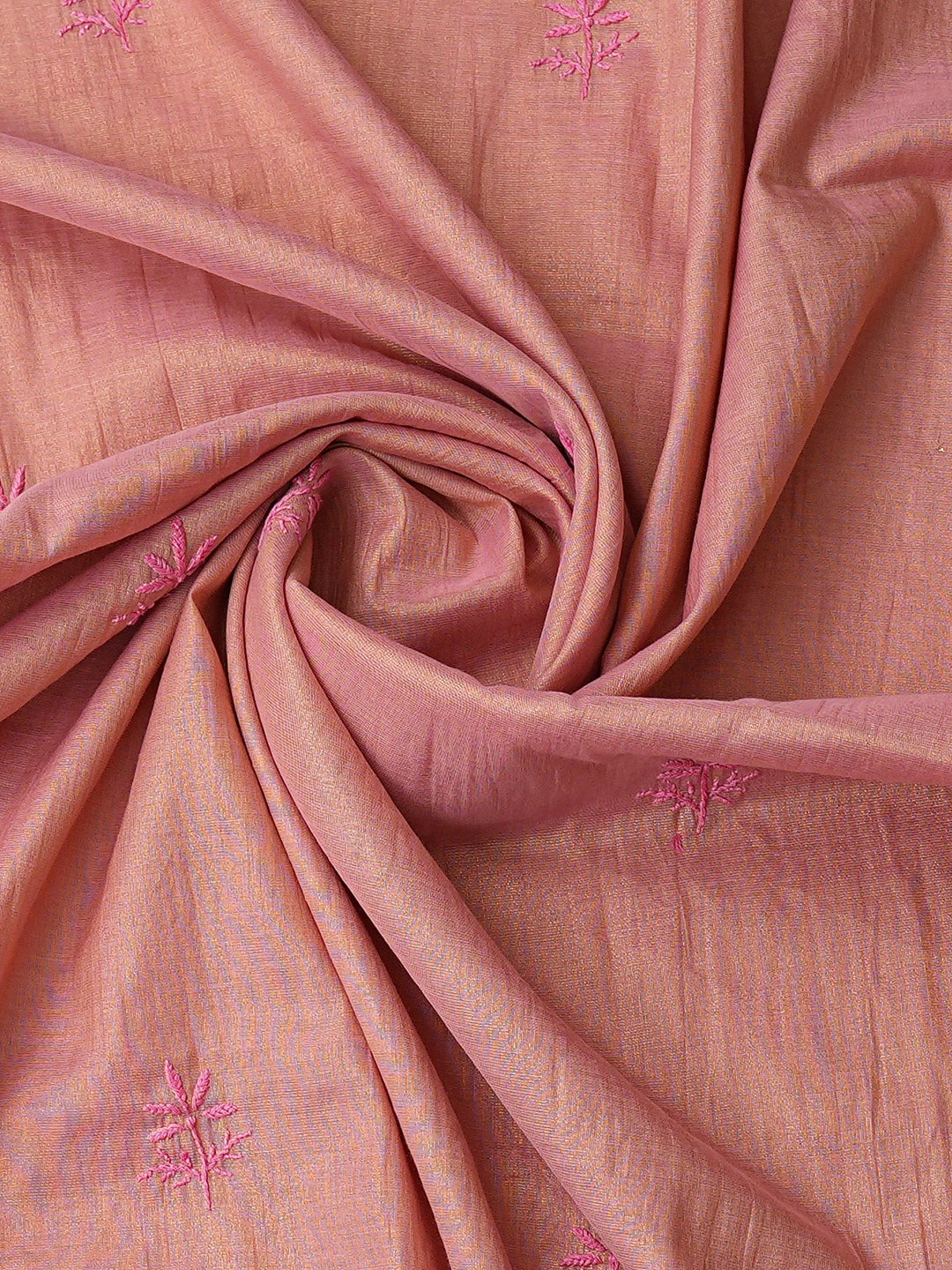Ada Hand Embroidered Dusty Pink Tissue Lucknowi Chikankari Unstitched Kurta Dupatta Set 01A779560