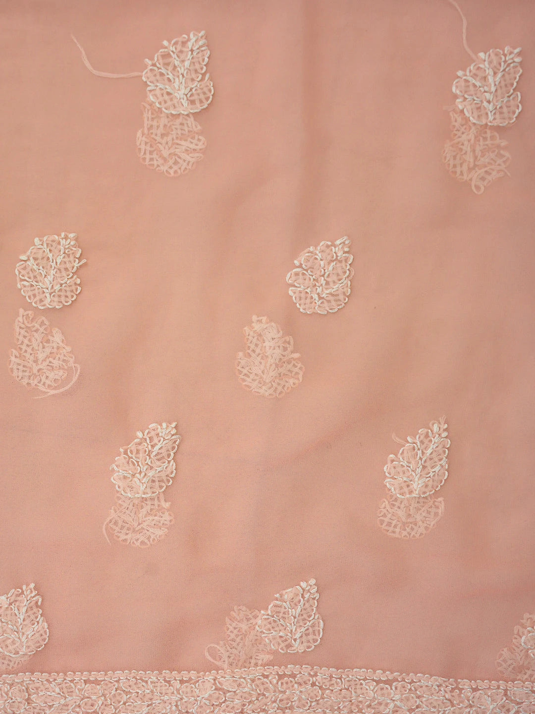 Ada Hand Embroidered Peach Georgette Lucknowi Chikankari Unstitched Suit Piece 01A816603