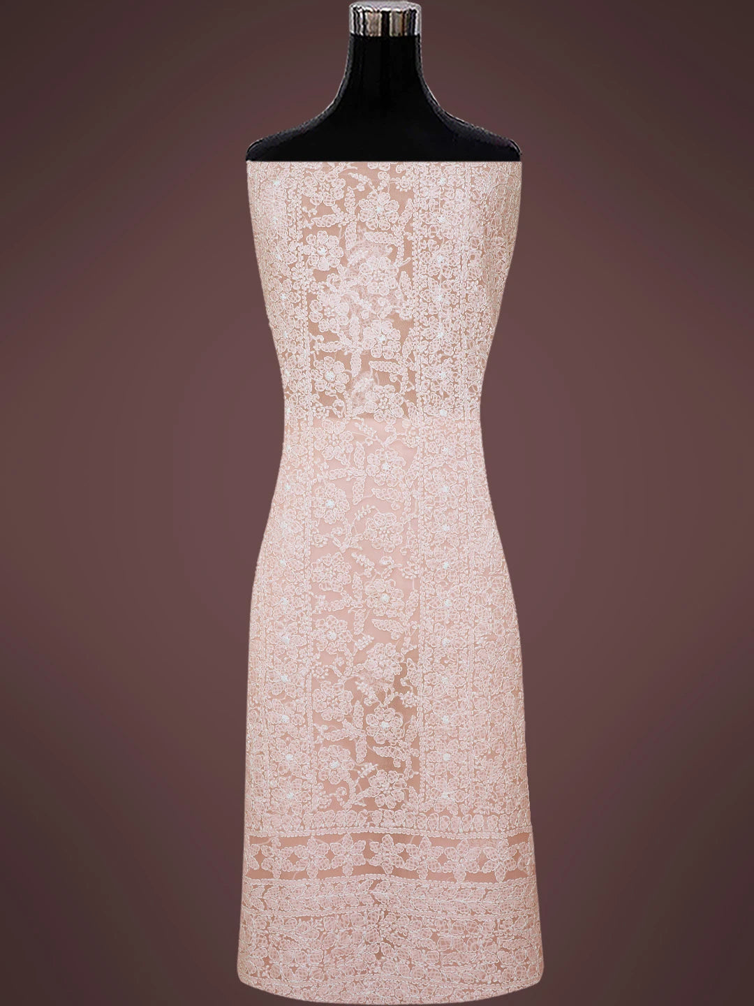 Ada Hand Embroidered Peach Georgette Lucknowi Chikankari Unstitched Suit Piece 01A816603