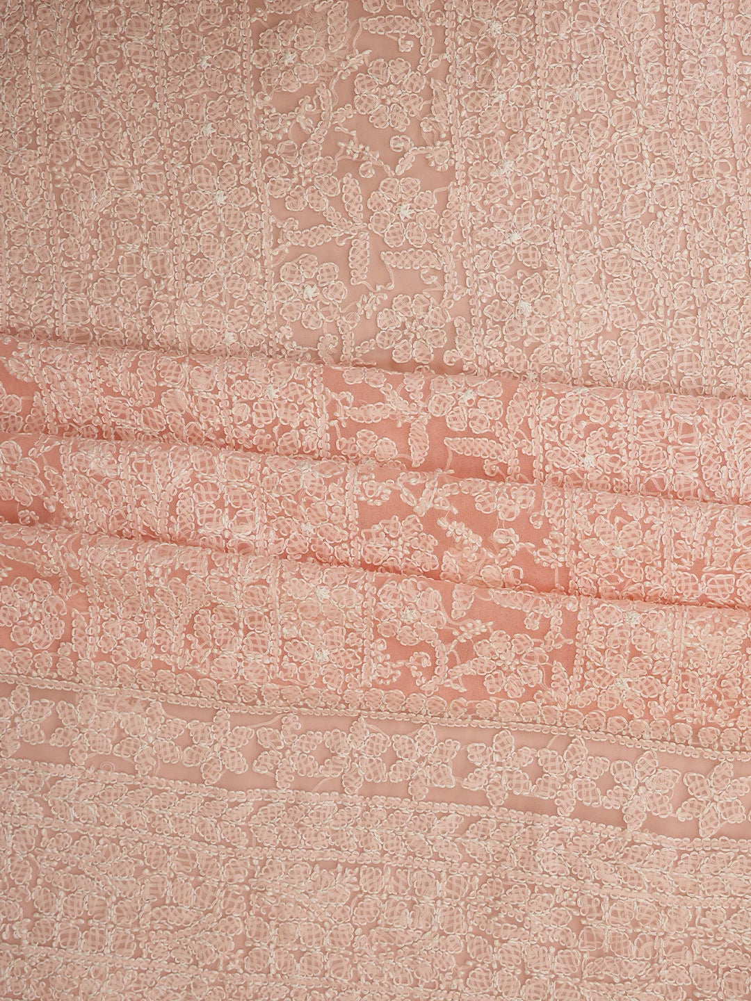 Ada Hand Embroidered Peach Georgette Lucknowi Chikankari Unstitched Suit Piece 01A816603