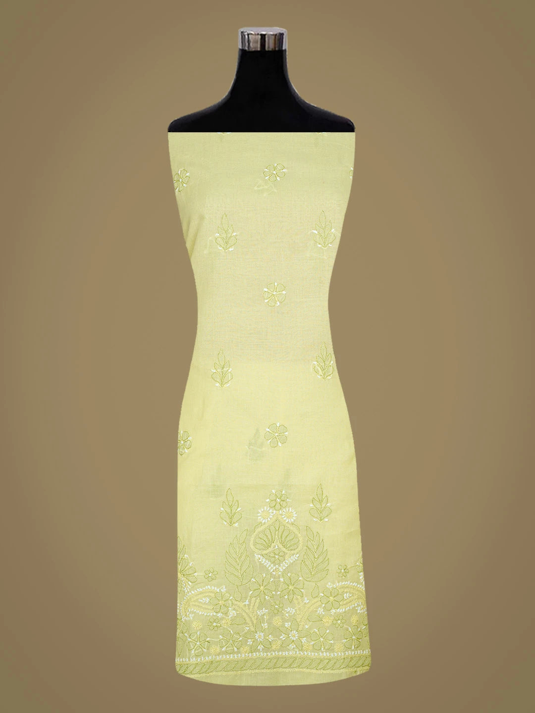 Ada Hand Embroidered Lemon Cotton Lucknowi Chikankari Unstitched Suit Piece 01A818749