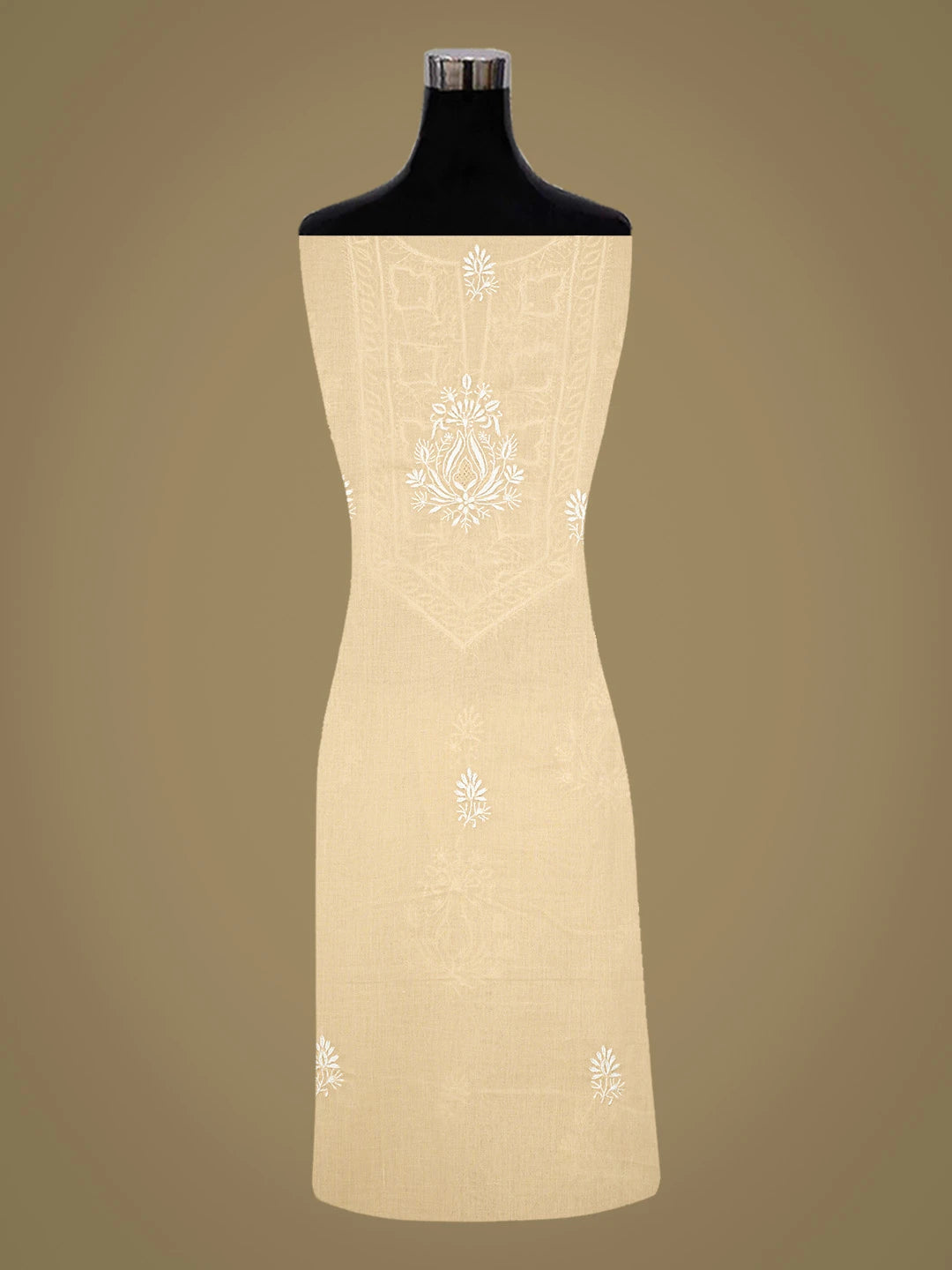 Ada Hand Embroidered Fawn Cotton Lucknowi Chikankari Unstitched Suit Piece 01A773682