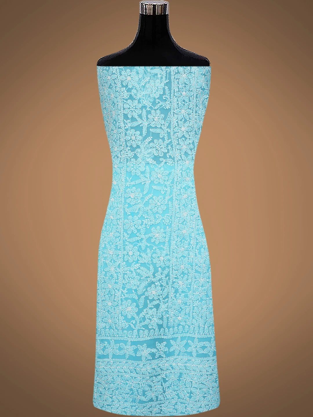Ada Hand Embroidered Blue Georgette Lucknowi Chikankari Unstitched Suit Piece 01A816599
