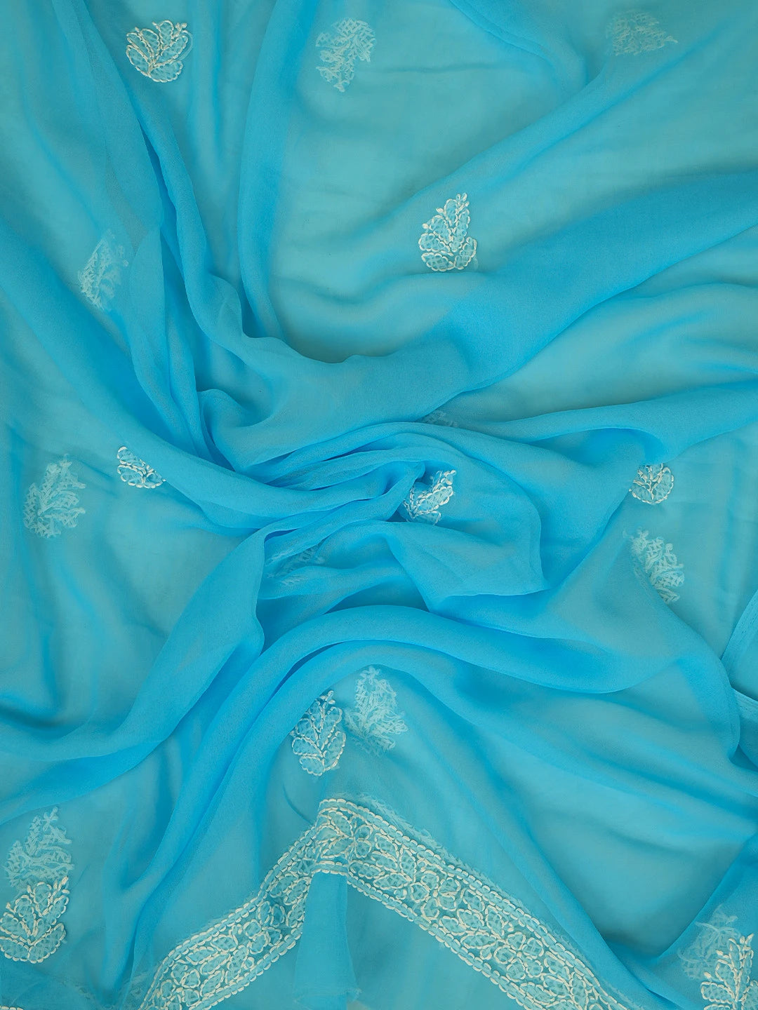 Ada Hand Embroidered Blue Georgette Lucknowi Chikankari Unstitched Suit Piece 01A816599