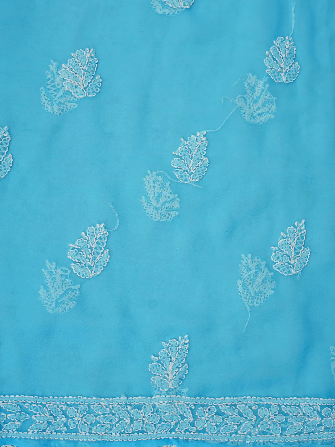 Ada Hand Embroidered Blue Georgette Lucknowi Chikankari Unstitched Suit Piece 01A816599