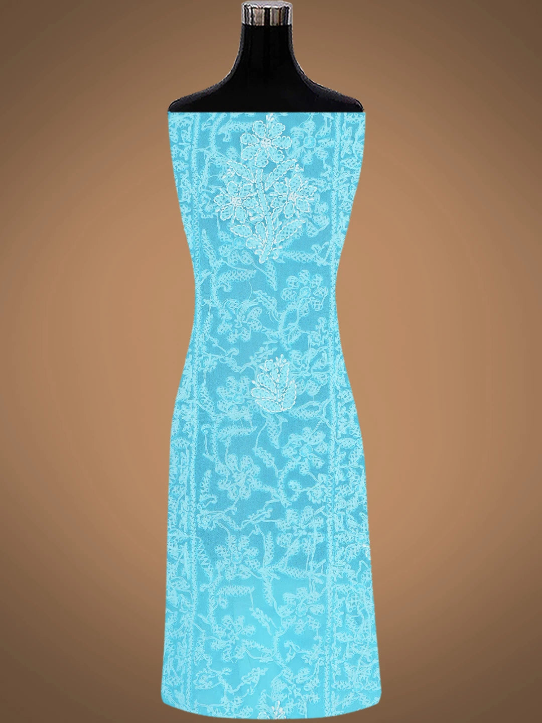 Ada Hand Embroidered Blue Georgette Lucknowi Chikankari Unstitched Suit Piece 01A816599