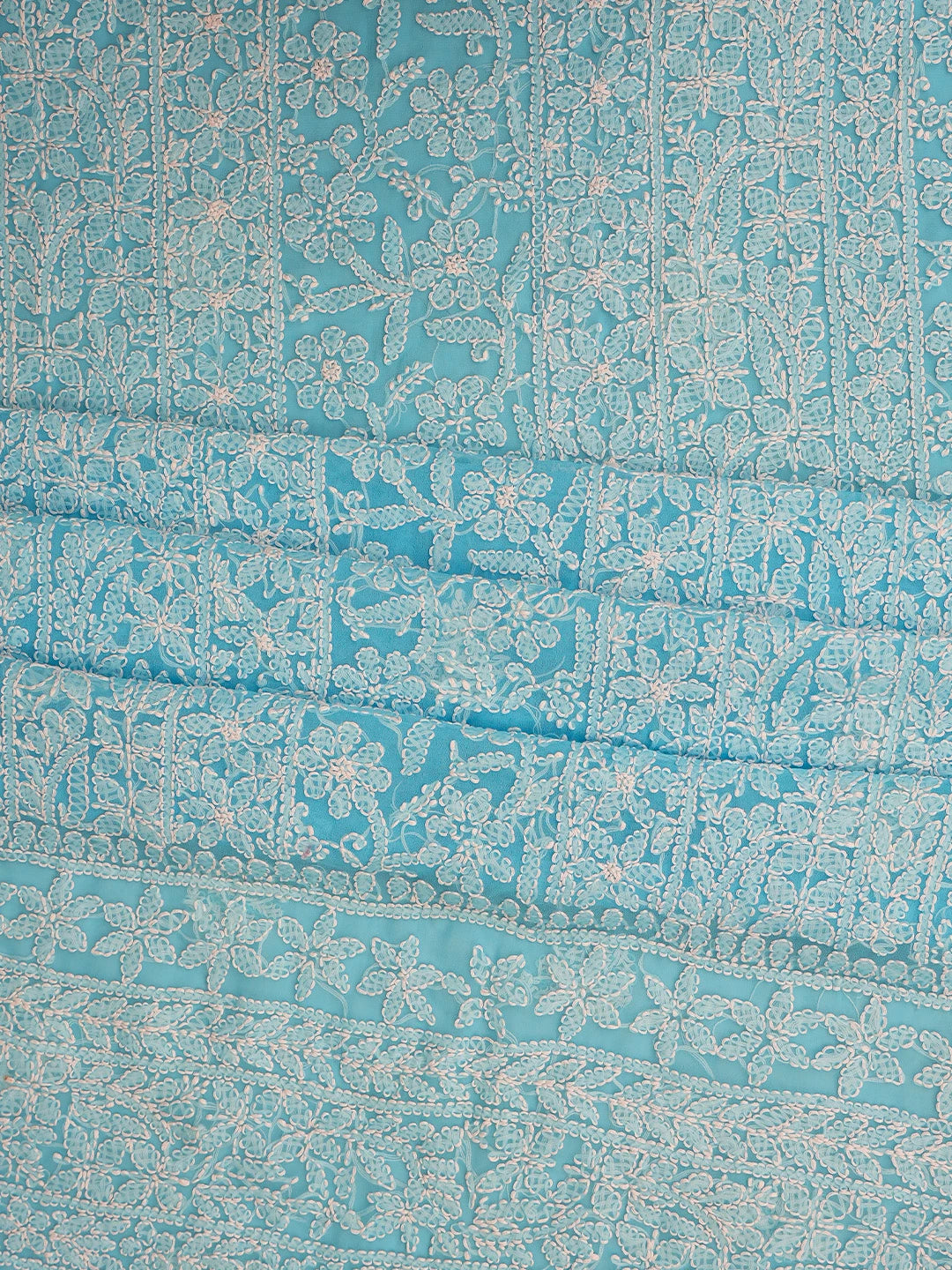 Ada Hand Embroidered Blue Georgette Lucknowi Chikankari Unstitched Suit Piece 01A816599