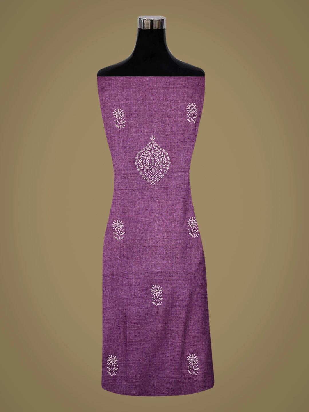 Ada Hand Embroidered Purple Silk Lucknowi Chikankari Unstitched Suit Piece 01A775431