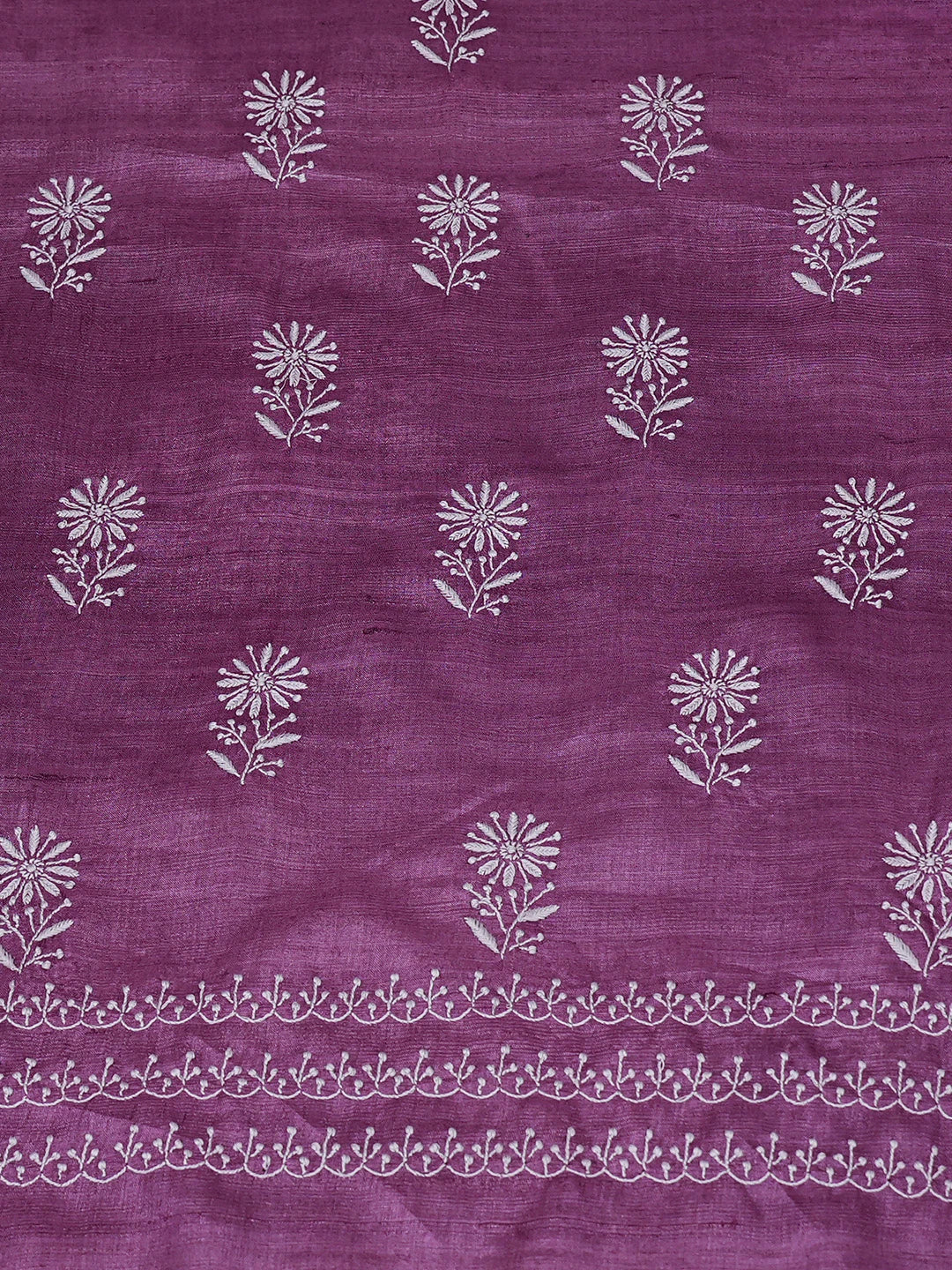 Ada Hand Embroidered Purple Silk Lucknowi Chikankari Unstitched Suit Piece 01A775431