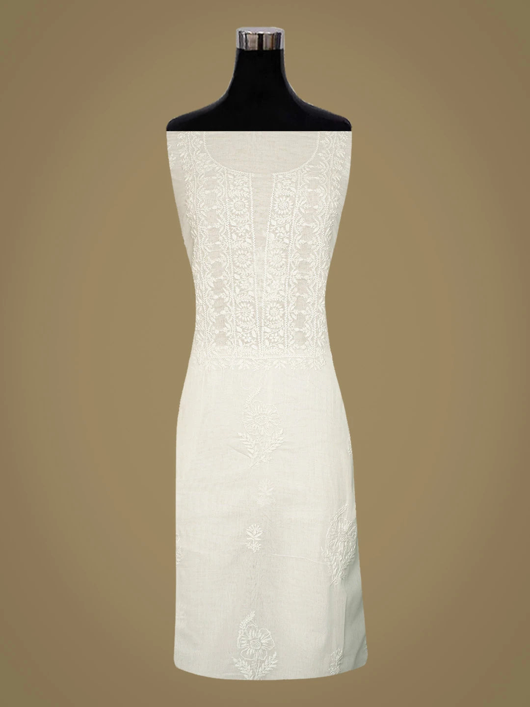 Ada Hand Embroidered White Cotton Lucknowi Chikankari Unstitched Suit Piece 01A265077