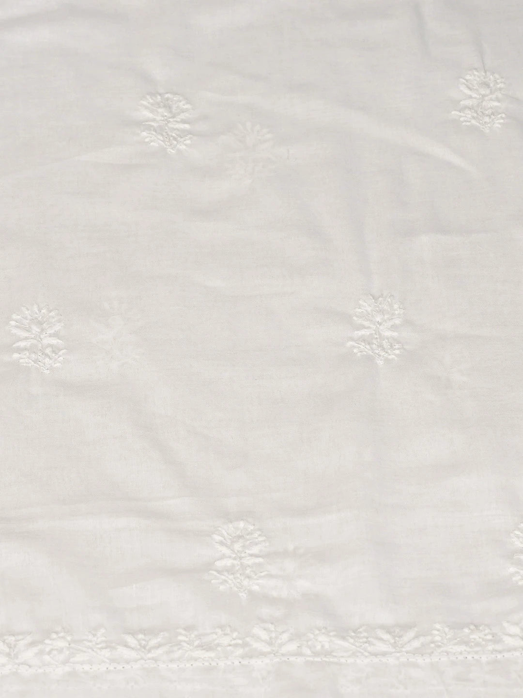 Ada Hand Embroidered White Cotton Lucknowi Chikankari Unstitched Suit Piece 01A265077