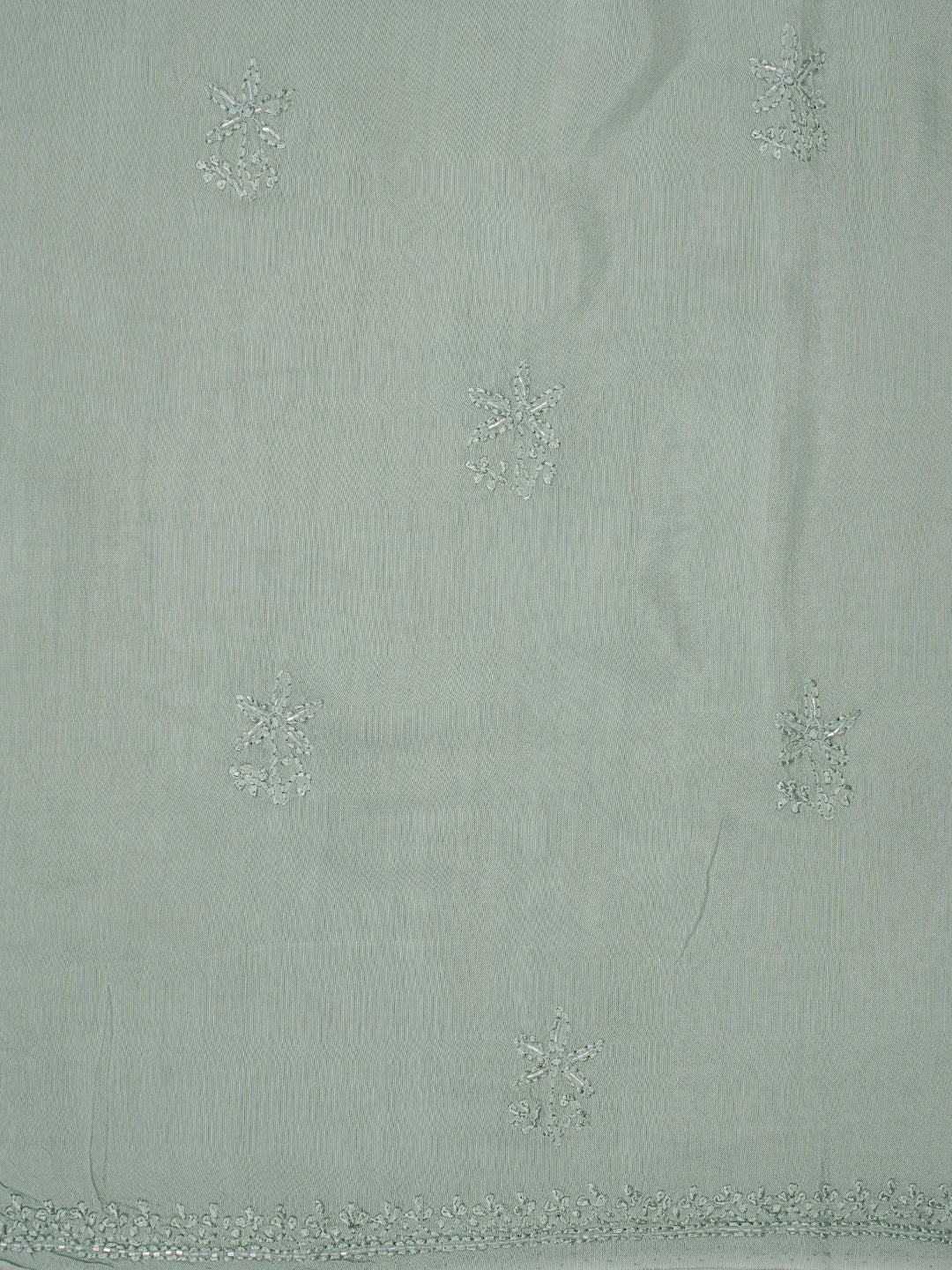 Ada Hand Embroidered Celadon Green Muslin Lucknowi Chikankari Unstitched Suit Piece With Cutdana Work 01A814819