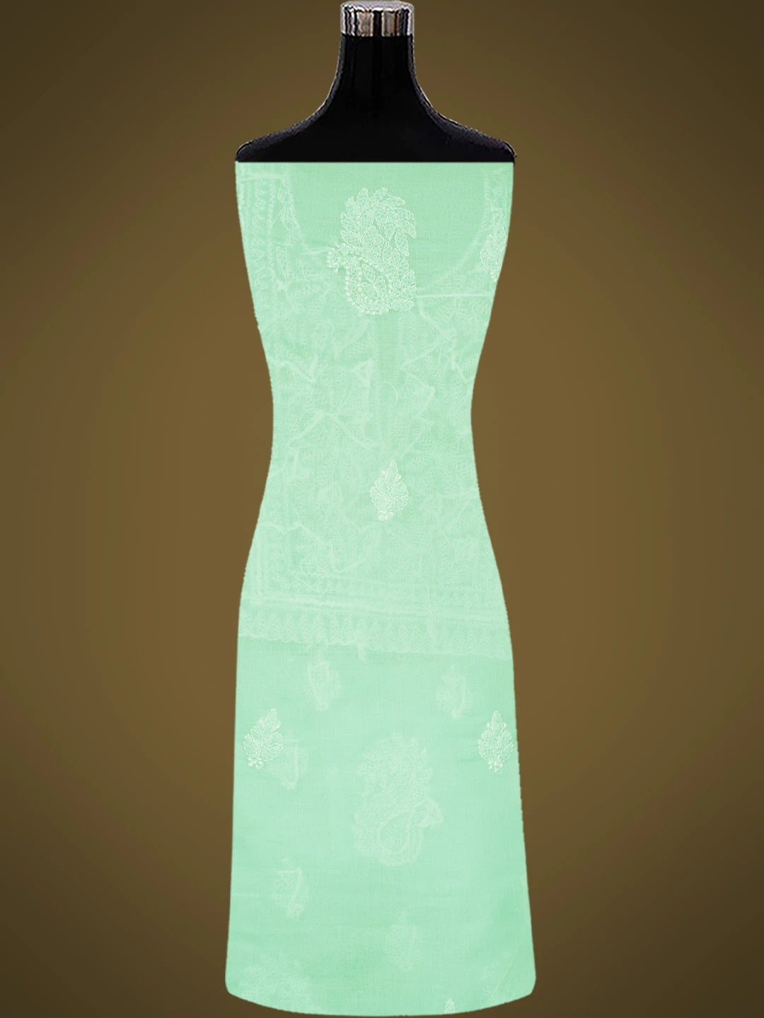 Ada Hand Embroidered Sea Green Cotton Lucknowi Chikankari Unstitched Kurta Piece 01A816586