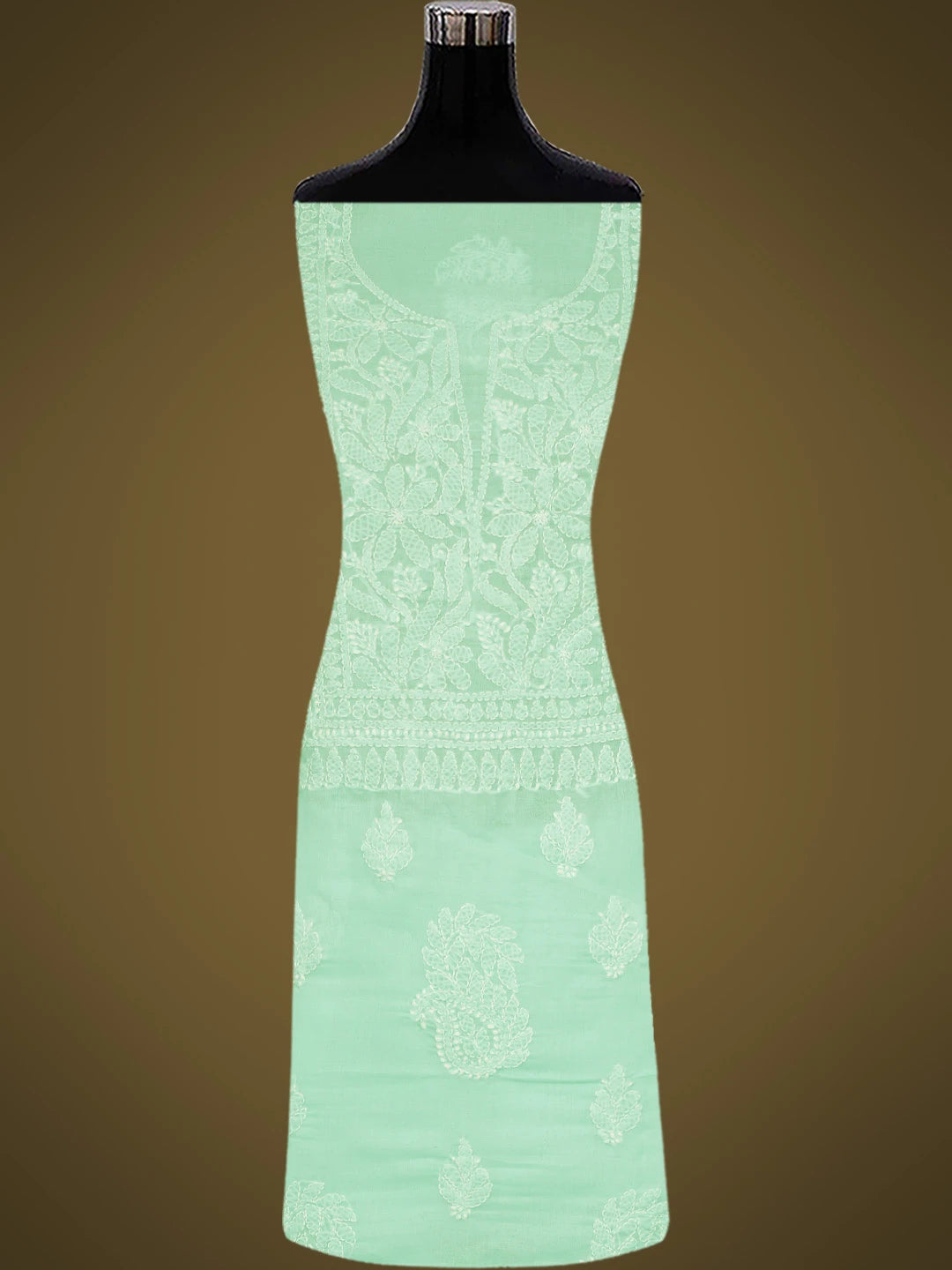 Ada Hand Embroidered Sea Green Cotton Lucknowi Chikankari Unstitched Kurta Piece 01A816586