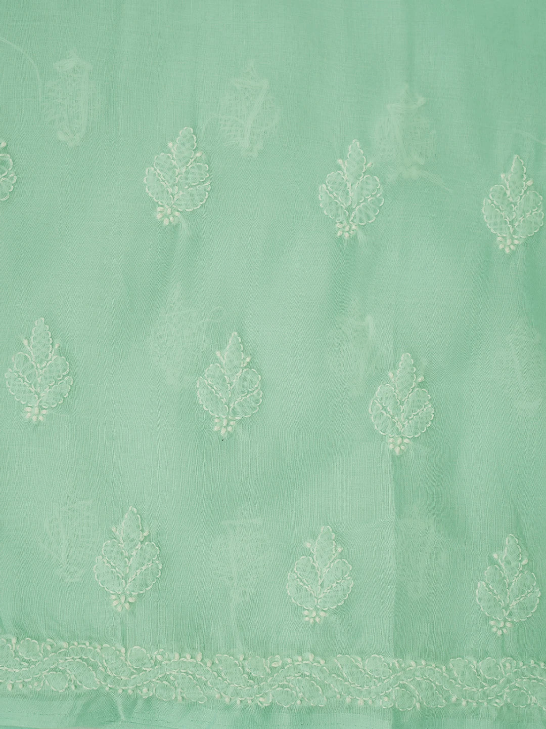 Ada Hand Embroidered Sea Green Cotton Lucknowi Chikankari Unstitched Kurta Piece 01A816586