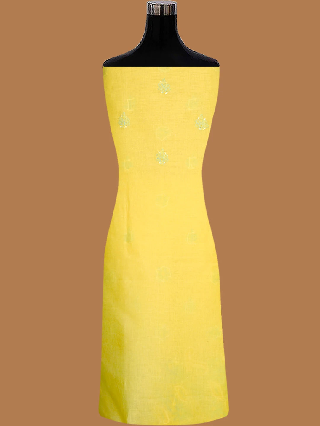 Ada Hand Embroidered Yellow Cotton Lucknowi Chikankari Unstitched Suit Piece 01A819195