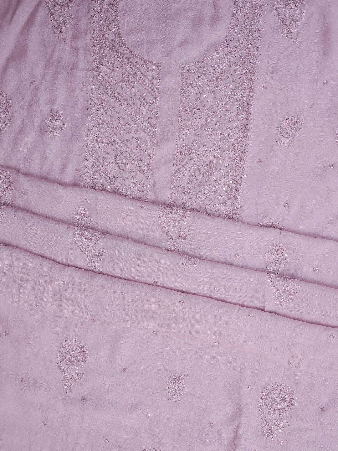 Ada Hand Embroidered Thistle Purple Muslin Lucknowi Chikankari Unstitched Suit Piece With Cutdana Work 01A814879